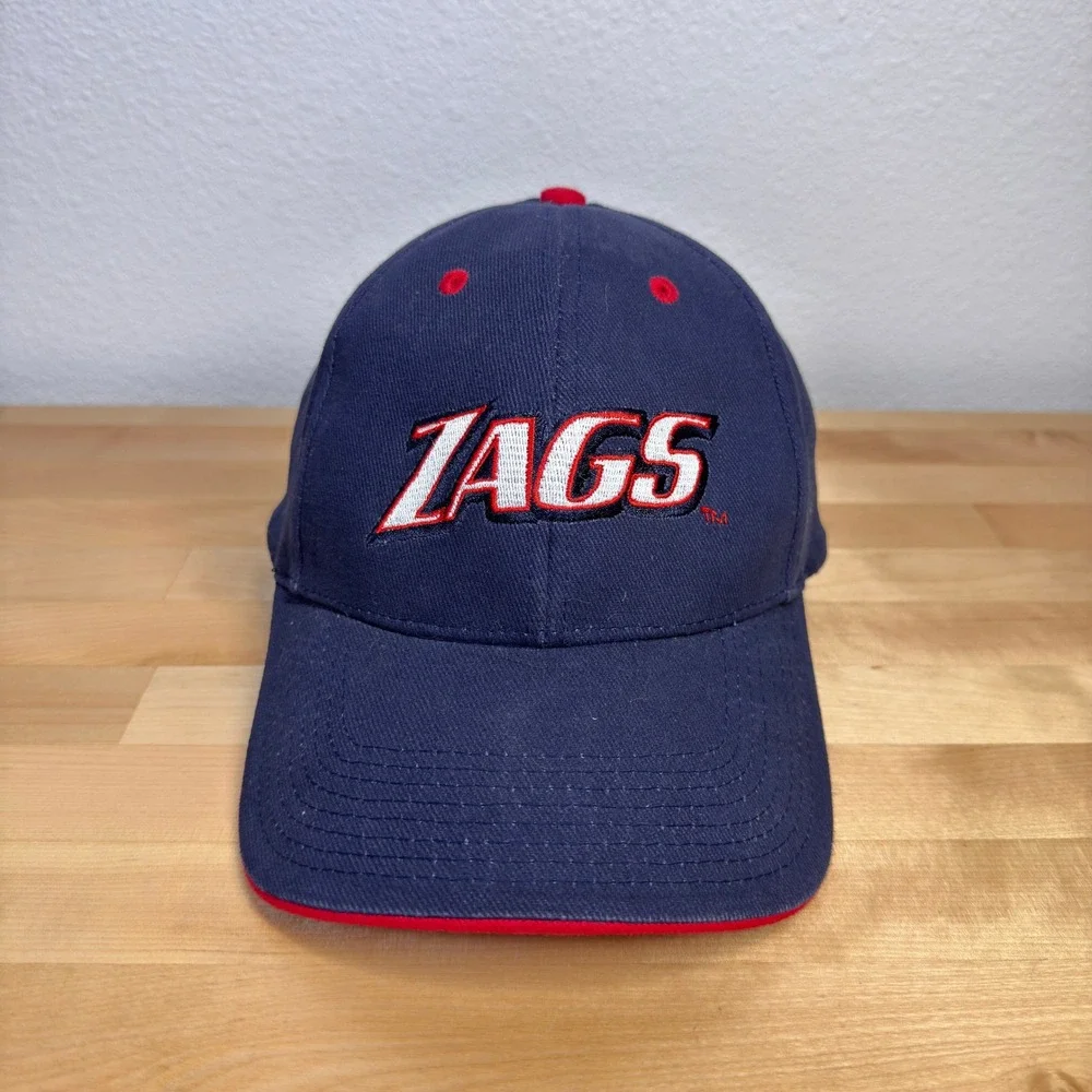 Gonzaga Zags Bulldogs Signatures Navy Blue Red Embroidered Baseball Cap Hat Mens